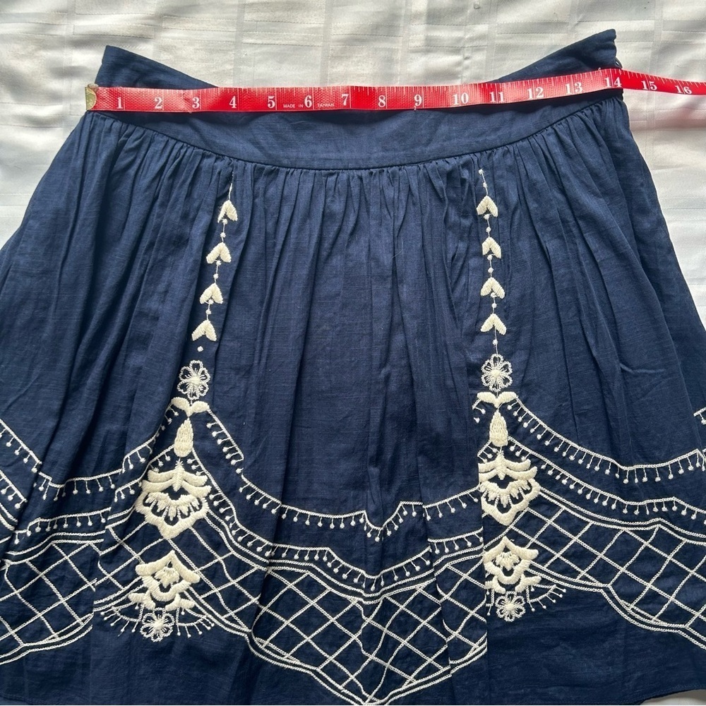 Quicksilver Blue and White Lightweight Circle Skirt with Embroidery Details - Picture 5 of 12